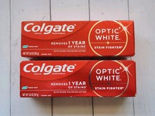 2 Colgate Optic White Stain Fighter Toothpaste Fresh Mint, 3.8oz, Exp: 02-2028