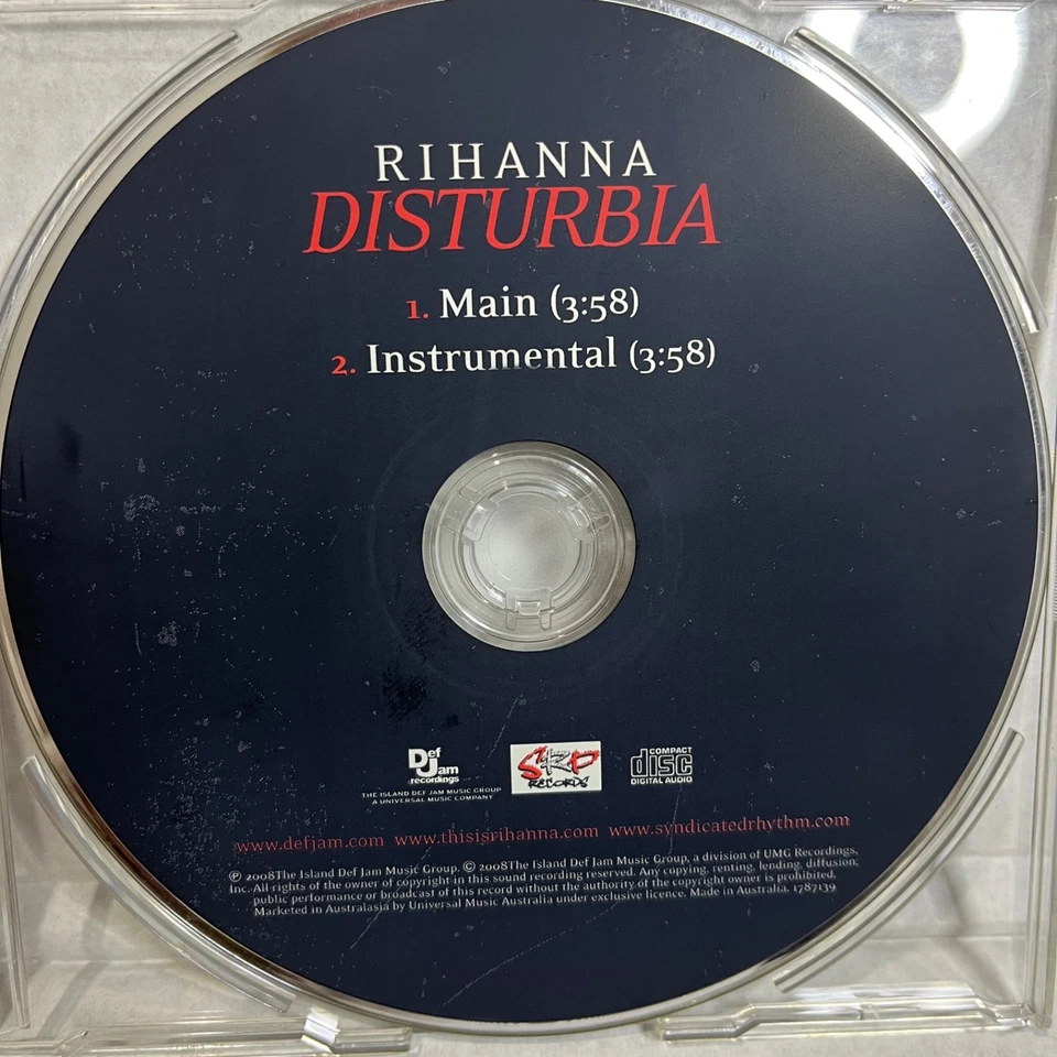 Rihanna Disturbia 2 Track CD Single 2008 Aus Pressing - Image 3 of 3