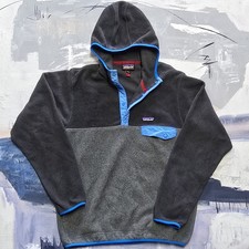 Patagonia Synchilla Snap-T Hoody Fleece Pullover Mens Med Gray Blue Jacket Coat
