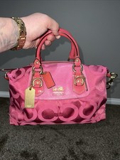 COACH Madison Op Art Sabrina Satchel Shoulder Bag Purse 12947 Bright Pink