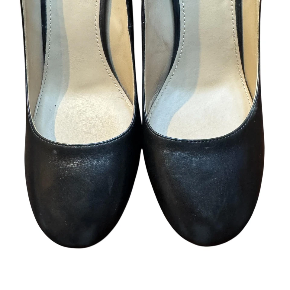 Tory Burch 鞋女式 11 码黑色皮革方跟高跟鞋金色标志连衣裙 — 第 2/4 张图片