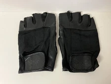 Hugger Chopgrip Leather & Mesh Fingerless Black Motorcycle Gloves Men’s Size L