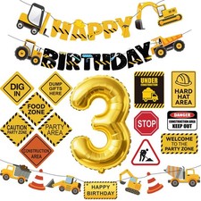 Construction 3rd Birthday Party Supplies Dump Truck Third Party Decorations K...
