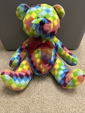 Sugar Loaf 10" Sitting Brown Bear Stuffed Animal with Multi-Color Rainbow Bow