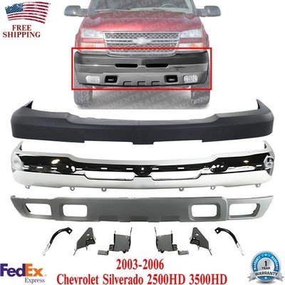 Front Bumper Chrome Kit Steel For 2003-2006 Chevrolet Silverado 2500HD 3500HD