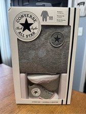 Converse Baby Coverall  Booties 3-6mos Gray NWT