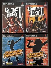 Guitar Hero II & III, Karaoke Revolution 1 & 2 - Playstation 2, PS2 - 4-Game Lot