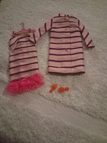 Barbie #1843 Dancing Stripes Vintage 1968 Fashion Doll Coat Full Outfit
