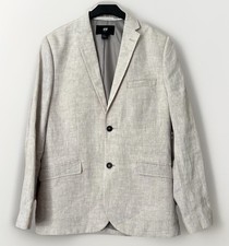 H & M Mens Linen Blazer Jacket Ecru Slim fit  UK:42 Ecru Immaculate 
