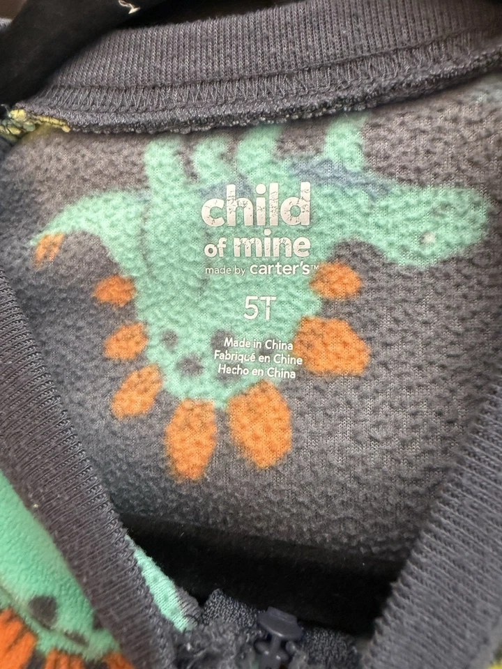 Комплект из 2 флисовых пижам динозавров на молнии для мальчиков размер 5 - Изображение 2 из 4