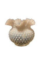 Vintage Opalescent Hobnail Ruffled Vase 5    Excellent Condition
