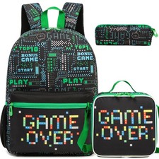Game Backpack for School Boys Backpacks with Lunch Box Set Bookbag for Boys T...