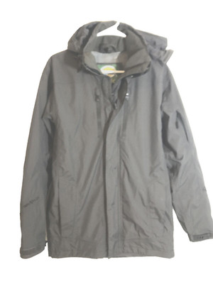 Cabelas Dry Plus Jacket Small Black Zip Off Hood Pockets Fishing Outdoors Sports
