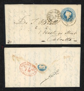 1865 India Cover QV 1/2a Nynneetall To Calcutta Dr Thomas Oldham Correspondence