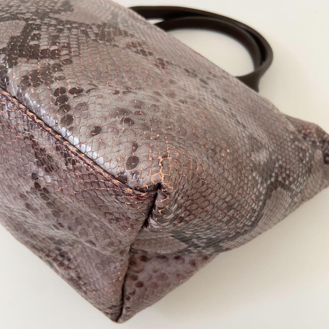 Longchamp Le Pliage Python Pattern Tote Bag Brown… - image 9