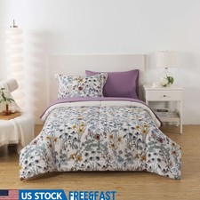 Reversible Floral Comforter Set W/ Sheets  Pillowcase Soft Microfiber Bedding