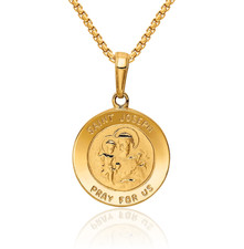14K Solid Yellow Gold Saint Joseph Necklace