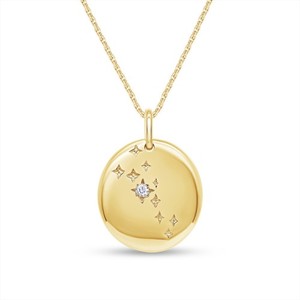 Authentic Constellation Horoscope Astrology Sign Taurus CZ Pendant 18" Necklace Silver