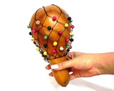 Rasta Beaded Gourd Shaker Maraca Natural Musical Instrument Ethnic Artisan Gifts