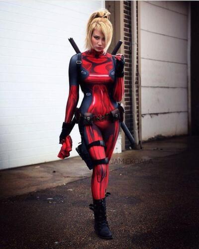 Erwachsene Kinder Halloween Lady Deadpool Cosplay Kostüm weiblich Mädchen Frau Zentai Bo - Bild 1 von 15