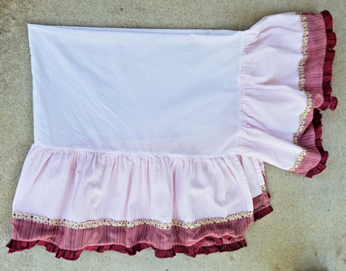 Baby Martex Crib Dust Ruffle Victorian Pink Cranberry Small Floral Ribbed