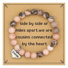 MIXJOY Inspirational Gifts for Women, Heart Charm Pink Elastic Beads Bracelet...