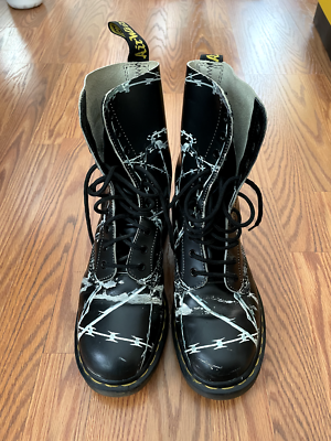 Doc Martens 1490 Black Barbed Wire Leather Boots Limited Edition