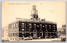 Postcard Post Office, Street View, Brockton Massachusetts Posted 1954