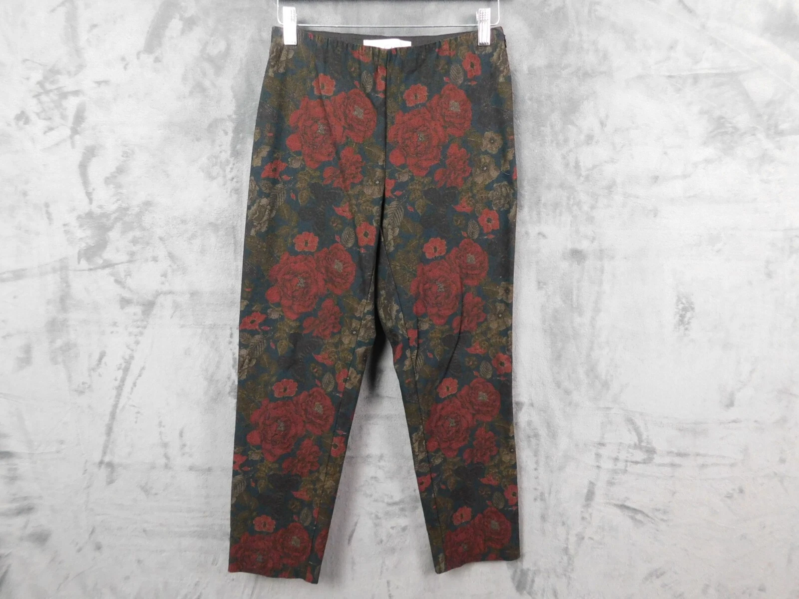 Sara Campbell Pants Womens 2 Floral Crop Trousers Burgundy Coastal 90s Capri