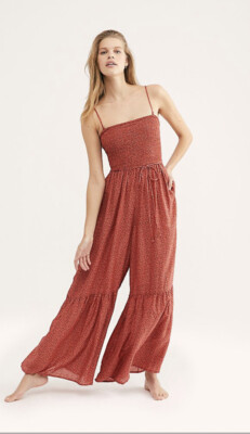 Free People Little Of Your Love Smocked Ditsy Floral Wide Leg