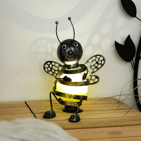 Led Solar Leuchte AußEn Terrassen Balkon Garten Deko Lampe Biene Schwarz-Gelb-image