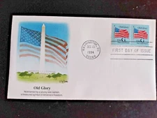 WASHINGTON MONUMENT OLD GLORY COIL PAIR G RATE 1994 FLEETWOOD CACHET FDC UNADDR