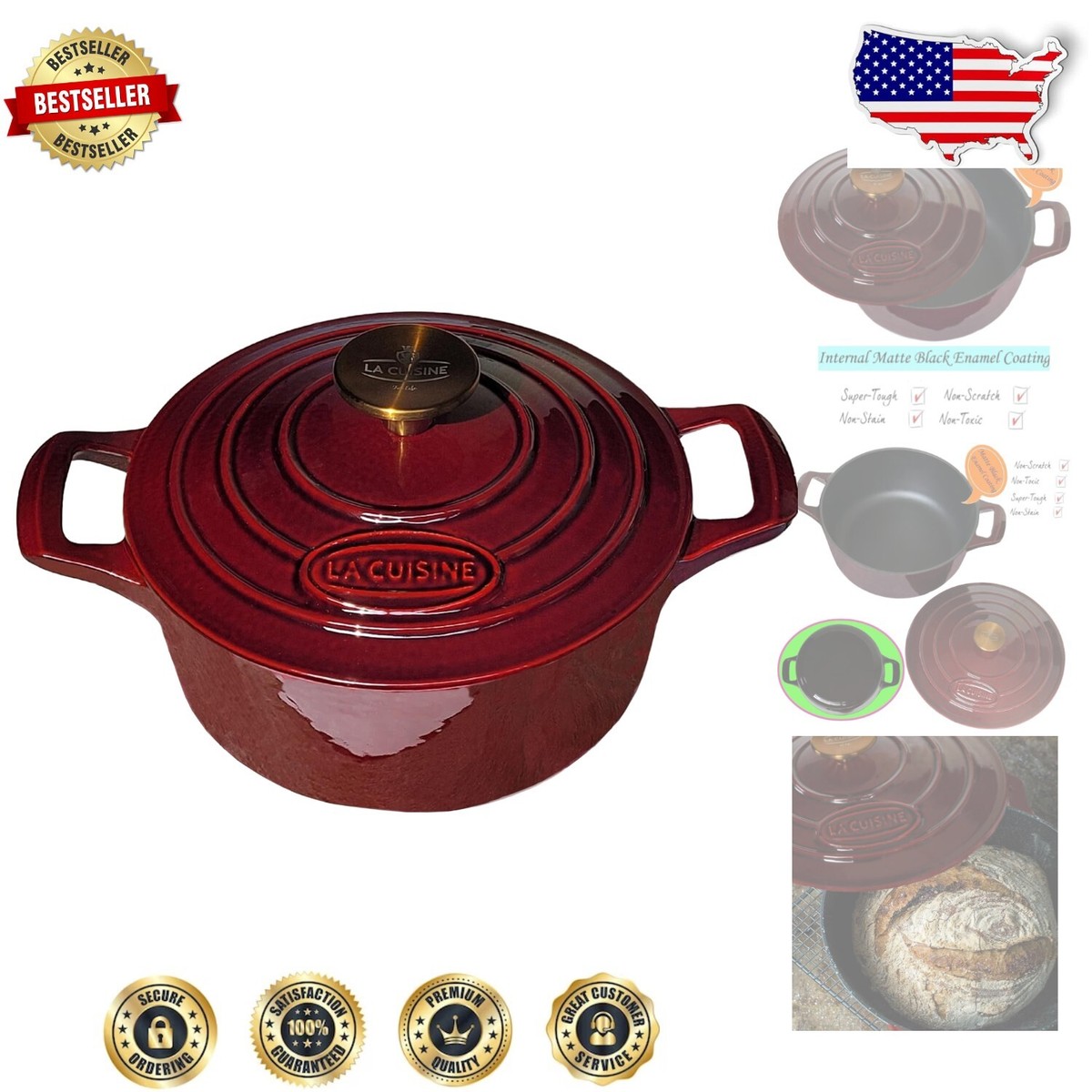 Le Creuset Enamel Dutch Oven Enamel Cracking Skillet Enameled Cast