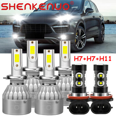 For Porsche Cayenne 2004-2014 6x LED Headlight High/Low + Fog Light ...