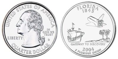 2004 Florida Statehood Quarter Coin- Space Shuttle- Uncirculated- Denver Mint