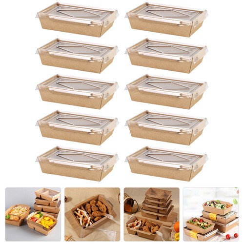 10pcs Burger Packing Boxes Picnic Food Containers 2-compartment Takeaway Boxes - Photo 3/12