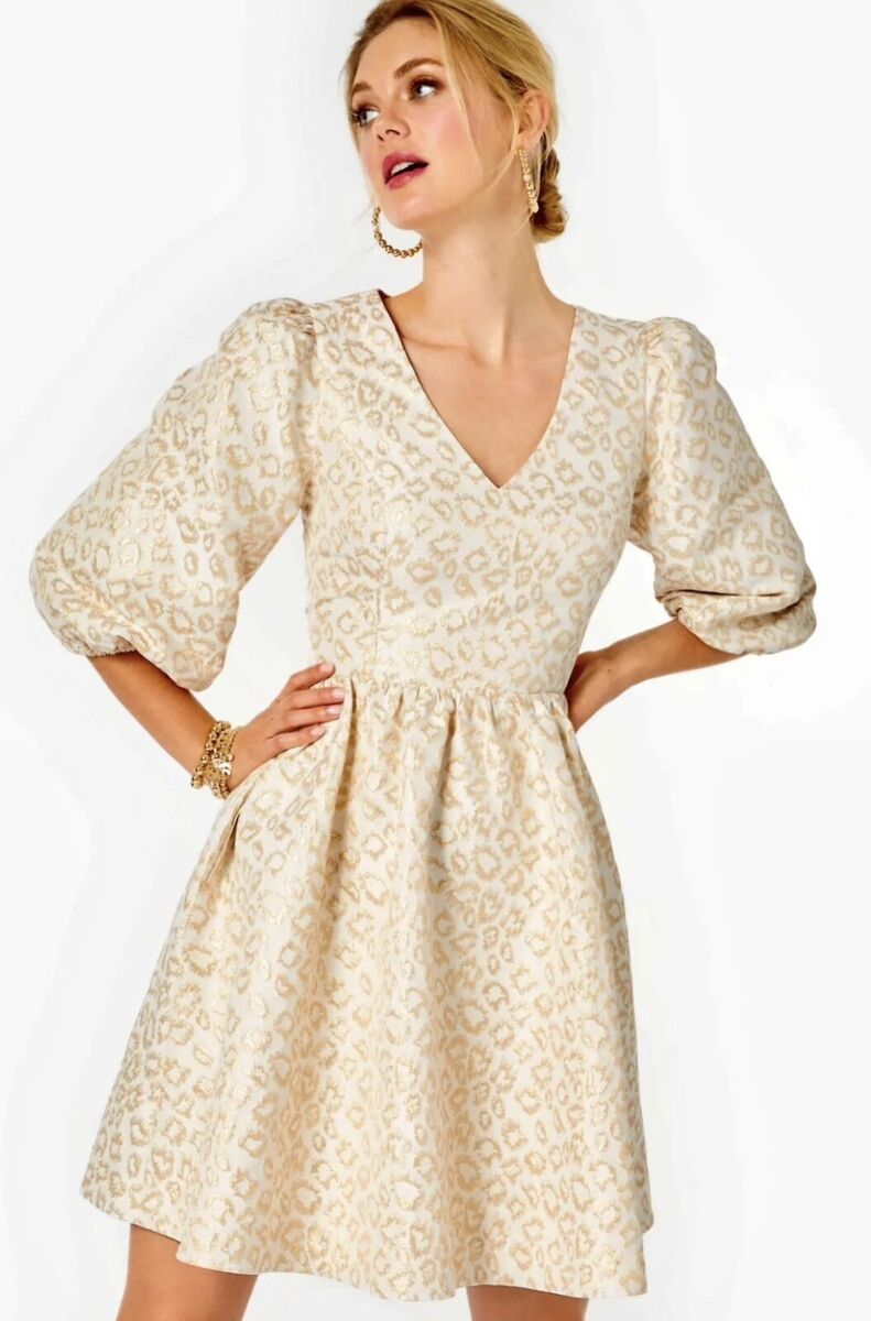 NWT $278 Lilly Pulitzer Calyssa Dress 10 in Gold Dazzle NWT $278 Lilly Pulitzer Calyssa Dress 10 in Gold Dazzle