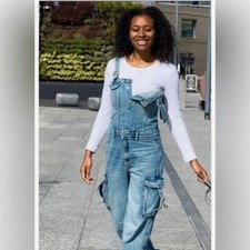 Zara TRF DENIM CARGO JUMPSUIT Size XS Denim New