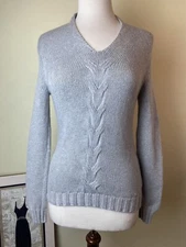 Banana Republic Women Sweater Size S Long Sleeve Gray Soft Cotton Angora