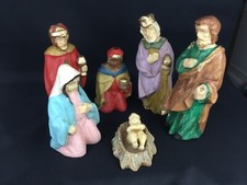 Lot de 6 personnages sujets crèche grand format en papier maché