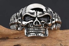 Harley Biker Skull Open Cuff Bracelet Stainless Steel Punk Rock Gothic