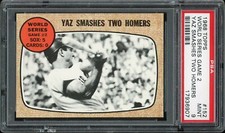 1968 Topps Baseball #152 World Series Game 2 Yaz Smashes Two Homers PSA 9