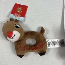 Rudolph the Red-Nosed Reindeer 5.5" plush baby rattle, Christmas Xmas Cute