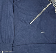 Mens Gant 1/4 Zip Jumper Size Large Pima Cotton Sweater Navy Blue Vintage