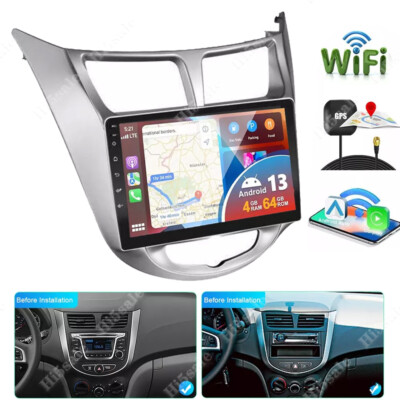 64G Android 13 Car Radio Stereo GPS NAVI 4+64GB For Hyundai Accent Verna Solaris
