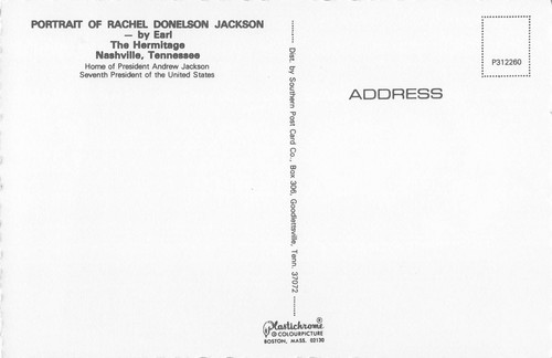 Rachel Donelson Jackson Earl Hemitage TN Andrew Jackson Kunst Vintage Postkarte - Bild 2 von 2