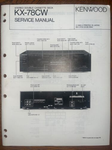 Kenwood KX-78CW Kassettendeck Serviceanleitung - Bild 1 von 3