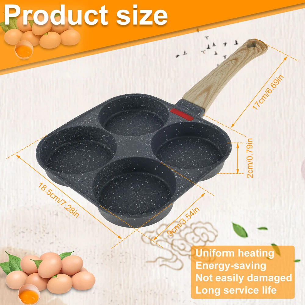 Egg Frying Pan Aluminum 4 Holes Egg Frying Pan Nonstick Mini Egg Cooker pagEz