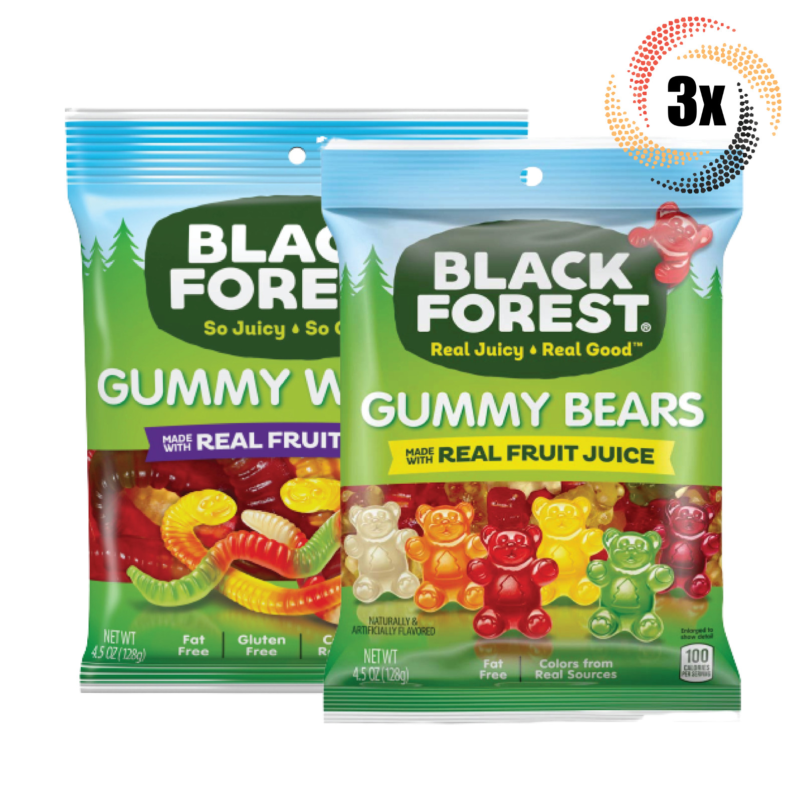 3x Bags Black Forest Variety Gummy Candy | Real Fruit Juice 4.5oz | Mix - Match!