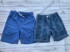 Lot of 2 Boys Sz 4-5 Cat  Jack Shorts Blue Solid and Blue Pineapple Print